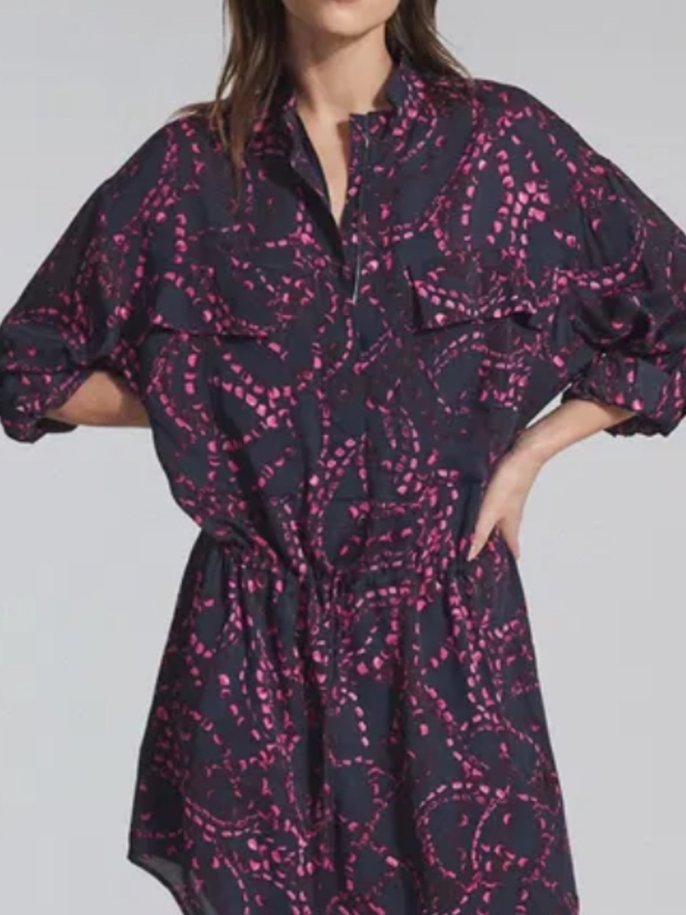 REISS LONDON NILA BLUE PINK SWIRL PRINTED DRESS 10